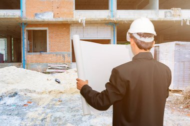 mühendislik işadamı konut kağıt planı kontrol tutun 