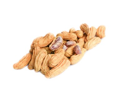 fıstık grup. Beyaz arka plan üzerinde fındık yakın çekim