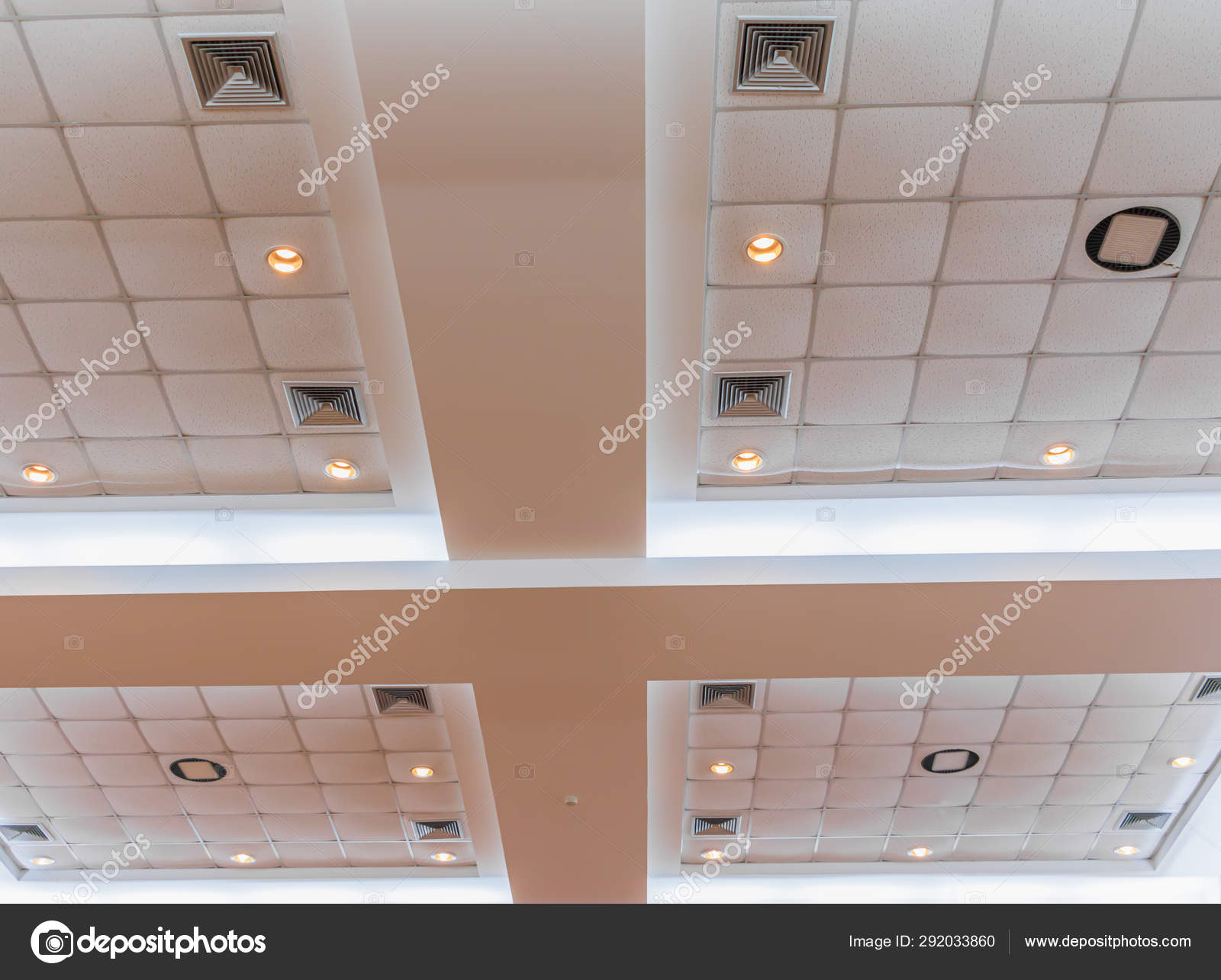 Ceiling Gypsum In Meeting Room Dark Of Business Interior