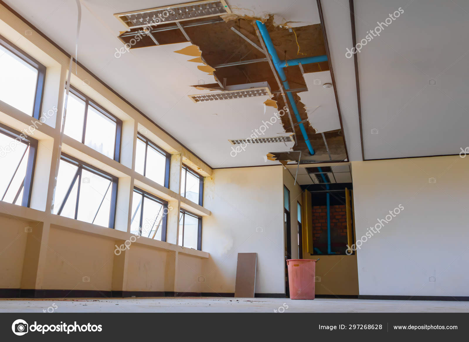 Repair Leak Water Pipe In Under Gypsum Ceiling Interior