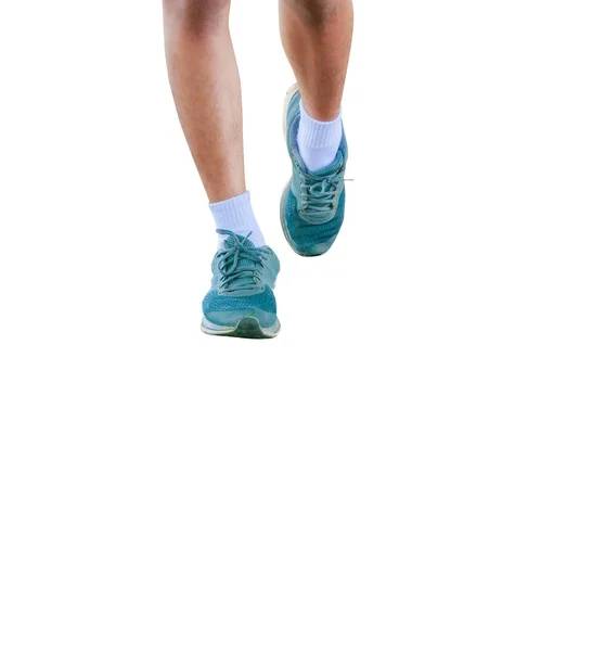 Lauffüße männlich beim Joggen mit alten Schuhen — Stockfoto