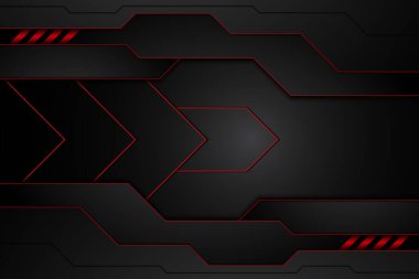 Metal plaka siyah ve kontrast kırmızı çizgiler çelik üzerinde. Modern teknoloji tasarım arka planı şablonu. vektör illüstrasyonu