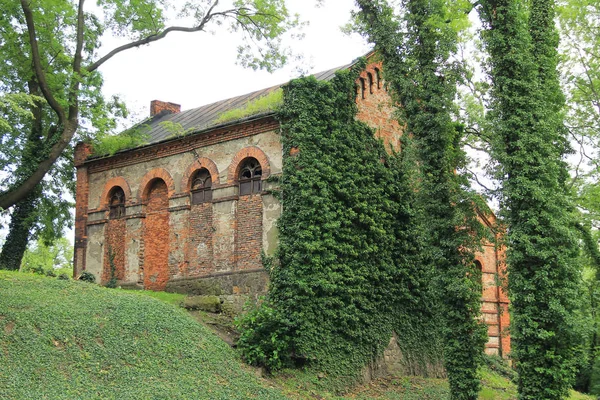 Ruinen Tegelbyggnad Den Gamla Judiska Kyrkogården Tesin Polen — Stockfoto