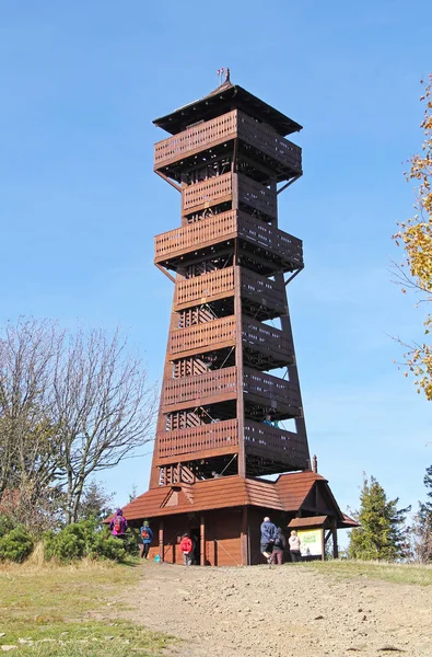 Torre Vigia Madeira Colina Velky Javornik Montanhas Beskydy República Checa — Fotografia de Stock