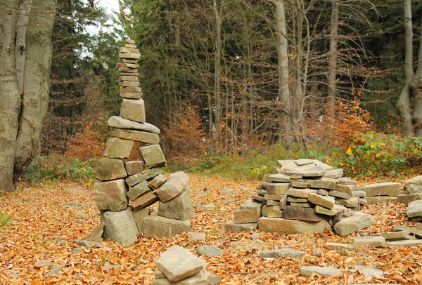 Torres Trolls Construidas Rocas Naturaleza Otoño Montañas Beskydy República Checa — Foto de Stock