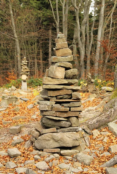 Troll Věže Postavené Kamenů Podzimní Přírodě Beskydských Hor Česká Republika — Stock fotografie