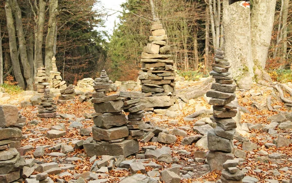 Torres Trolls Construidas Rocas Naturaleza Otoño Montañas Beskydy República Checa — Foto de Stock