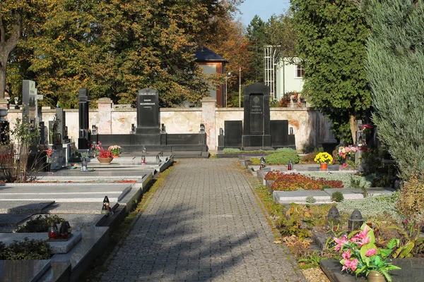 Varie Tombe Decorate Sul Cimitero Sviadnov Repubblica Ceca — Foto Stock