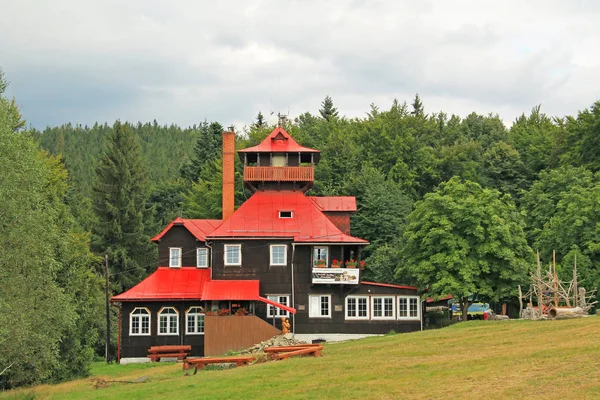 Nice Wooden Cottage Prasiva Beskydy Mountains Czech Republic — Stock Photo, Image