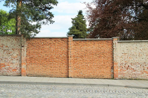 Old Solid Wall Park Made Orange Bricks Olomouc Czech Republic — Stock Photo, Image