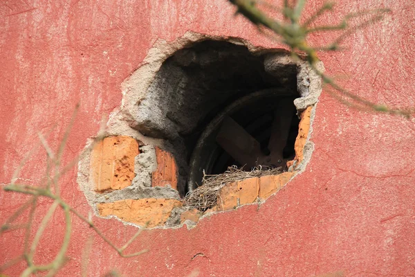 Abandoned Bird Nest Alcove Wall — Stock Photo, Image