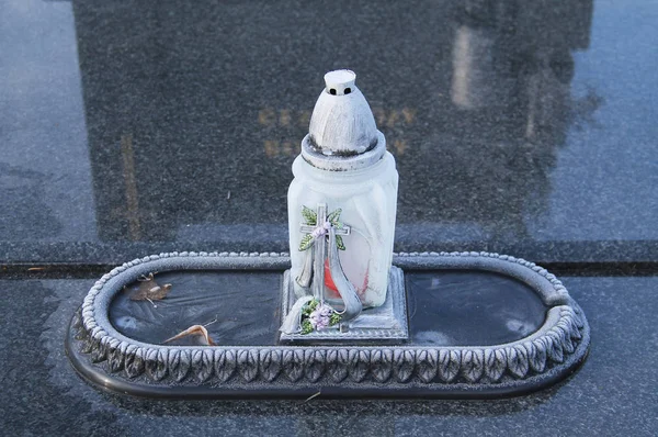 Fechar Foto Lanterna Branca Decorativa Sepultura — Fotografia de Stock