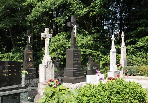 Vecchie Croci Bianco Nero Sul Cimitero Skalice Repubblica Ceca — Foto Stock