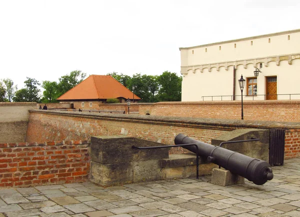 Viejo Cañón Muralla Del Castillo Spilberk Brno República Checa — Foto de Stock