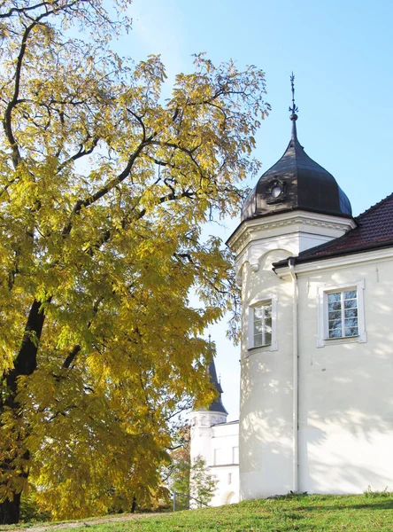 Vita Chateau Och Gula Träd Hösten Frydek Mistek Tjeckien — Stockfoto