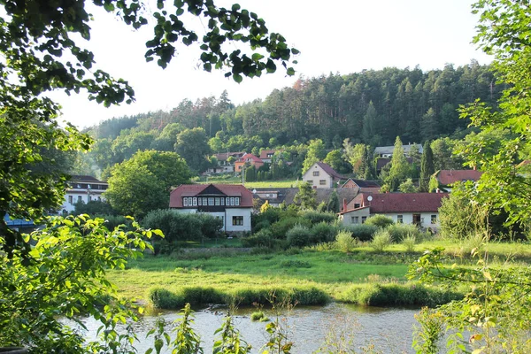 Vista Alcune Case Cottage Ledecko Repubblica Ceca — Foto Stock