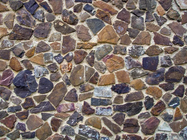 Mosaico Parede Forrada Com Pedras Naturais Multi Coloridas — Fotografia de Stock