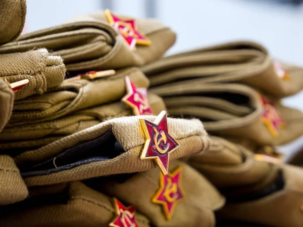 Souvenir Military Soldier Caps Red Star — Stock Photo, Image