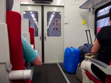 Moskova, Rusya - 16 Haziran 2013, Aeroexpress otomobilinin içi