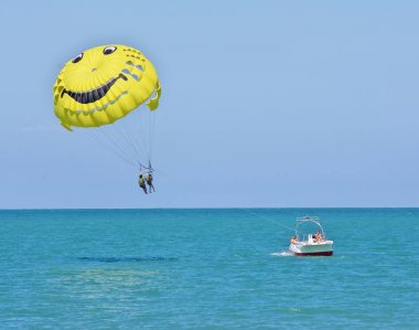 Sochi, Russia - June 24, 2014, Boat parachute rolls travelers