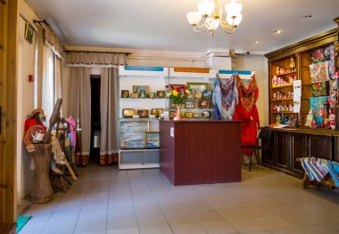 Zadonsk, Russia - August 22, 2018: Interior of the shop-museum 