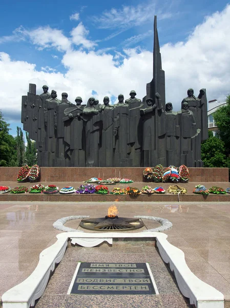 Voronej Russie Jule 2014 Sculpture Complexe Commémoratif Place Victoire Dans — Photo