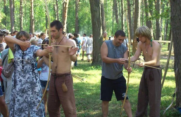 Smolensk Russia August 2014 Participants Festival Historical Reconstruction Gnezdovo 2014 — Stock Photo, Image