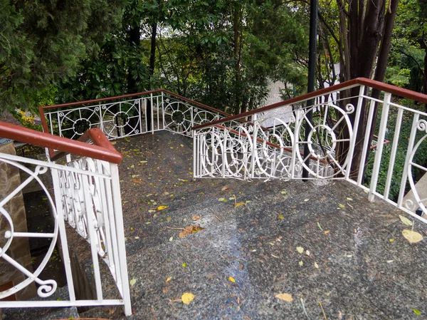 Wet stairs to the Chekhov museum home to the city of Yalta, Crimea