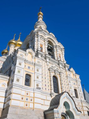 Yalta, Kırım - 13 Kasım 2015: Yalta, Kırım 'daki St. Alexander Nevsky Katedrali' nin Ayrıntıları
