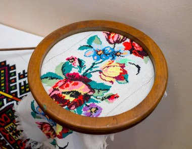Nakış çerçeve ukrayna ulusal desenli kumaş