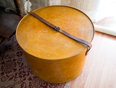 Şapka lar ve diğer şeyler için vintage lake ahşap kutu