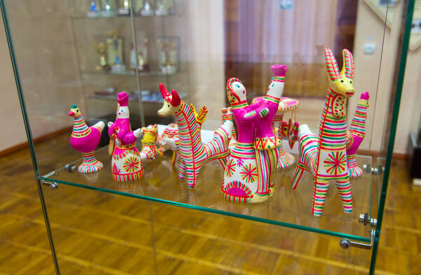 Duhovshhina, Russia - August 15, 2012: Samples of the Russian Filimonov toy