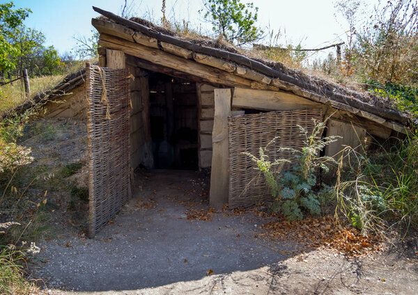 Semi-farmer with single-sided roof, archaeological park "From nomads to cities", Divnogorye, Voronezh region