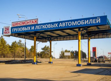 Voronej, Rusya - 13 Mart 2019: Lastik kamyonlar için yer