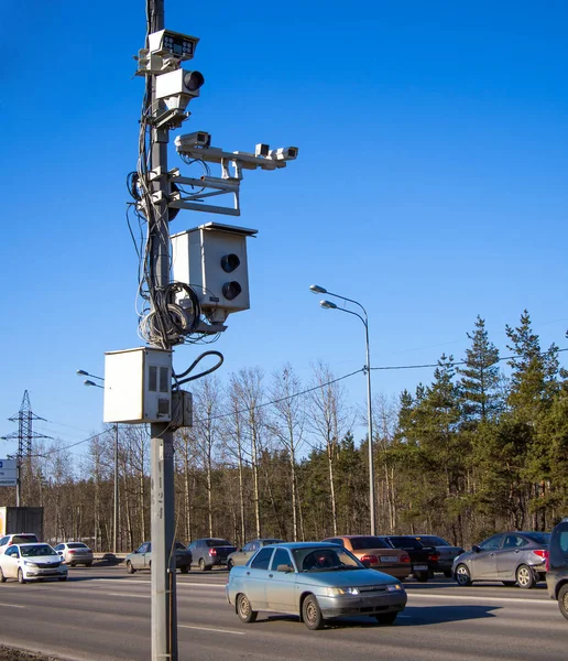 Voronezh Rússia Março 2019 Câmeras Vários Sistemas Controle Estrada — Fotografia de Stock