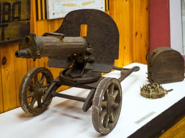 Lodeynoe Pole, Rusya-29 Mart 2019: makineli tüfek 