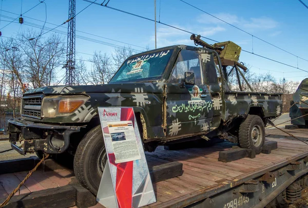 Murmansk Rusia Abril 2019 Camioneta Con Ametralladora Parte Trasera Exposición — Foto de Stock