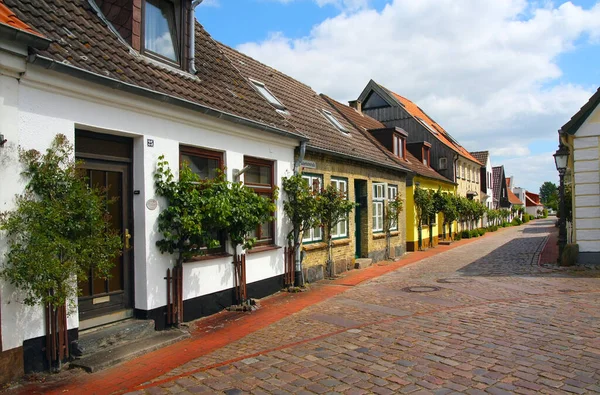 Schleswig Tyskland May 2008 Street Old Town Small Houses Tiled – stockfoto