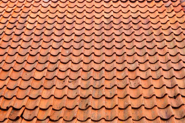 Taket Täckt Med Gamla Röda Keramiska Plattor Bakgrundsbild Struktur — Stockfoto