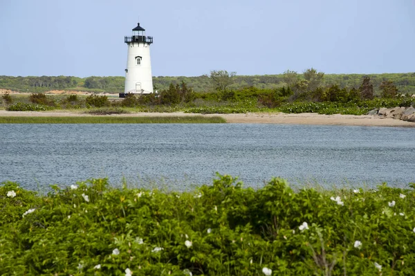 Faro Edgartown Destino Favorito Los Turistas Isla Marthas Vineyard Durante — Foto de Stock