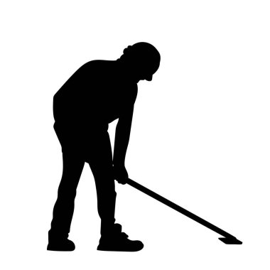 İnşaatçı işçi silueti vektörü, tamirci onarımı, zor iş.