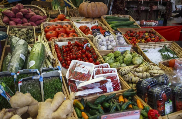 Viktualienmarkt Münchenben, Németország, 2015 Stock Fotó