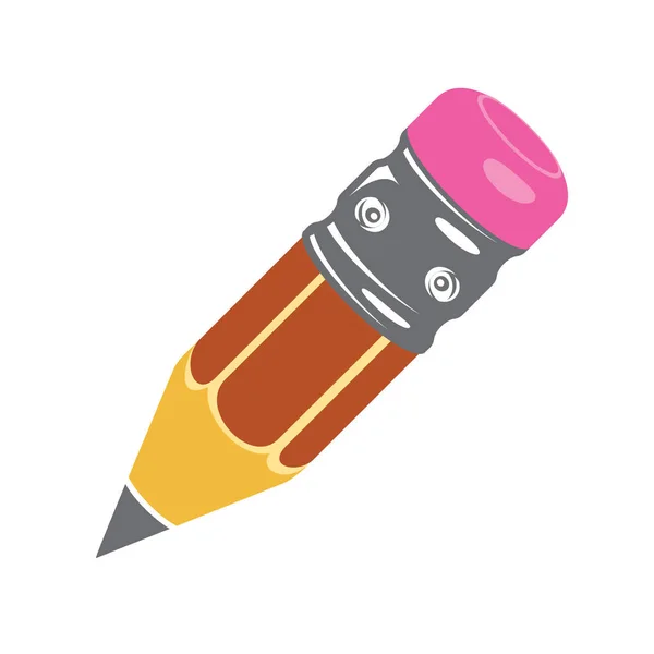Icône Crayon Icône Colorée Illustration Plate Crayon Écrivain Icône Volume — Image vectorielle