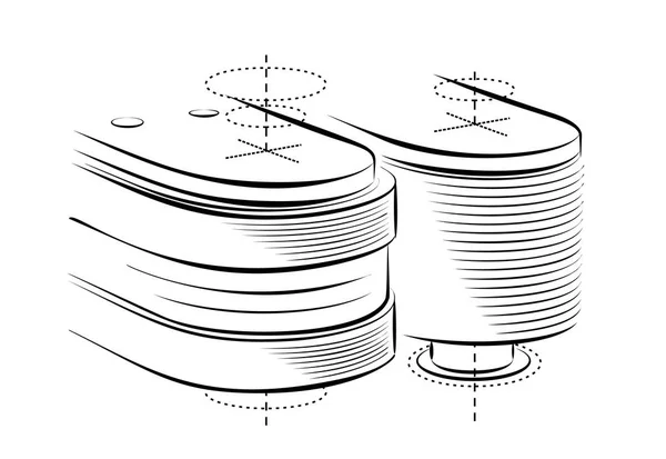 Línea Máquina Rayas Dibujo Ilustración Simple Rayas Máquina Línea Dibujo — Vector de stock