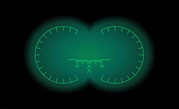 Optik görüş ölçek ile görüntüleyin. Gece görüş askeri silah görünümü vektör çizim stili. Daire çerçeve şeffaf lens. Mezun dürbün ağı çapraz saç ölçüm Aralık Bulucu.