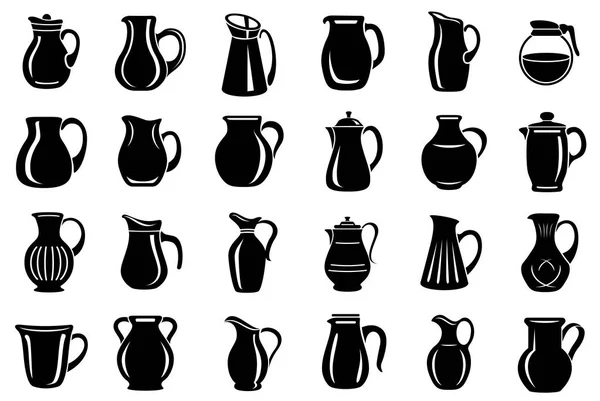 Jug Milk Water Canister Icon Set Simple Pitcher Logotype Collection — Stock Vector