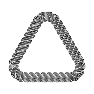 Üçgen siyah çerçeve kenarlığı üzerinden ip dokuma. İp üzerinde beyaz vektör web veya baskı tasarımı için izole dokuma üzerinden üçgen siyah çerçeve kenarlığının basit örnek