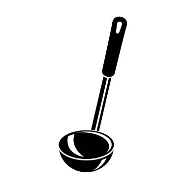 Mutfak kepçe çorba pişirmek simgesi. Basit örnek mutfak kepçe çorba pişirmek için web vektör simgesi