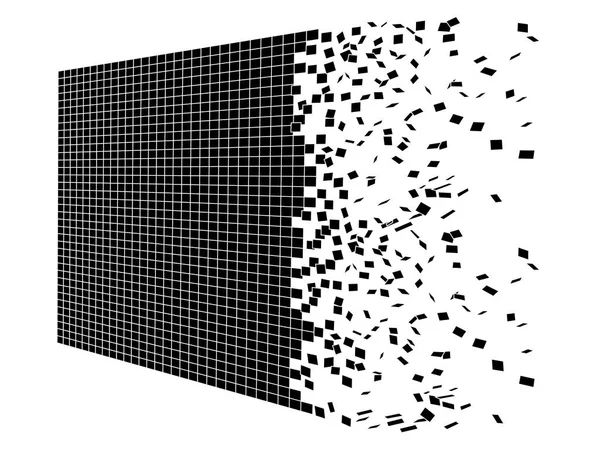 Romper Pared Las Baldosas Volar Destrucción Ladrillo Ilustración Simple Vector — Vector de stock