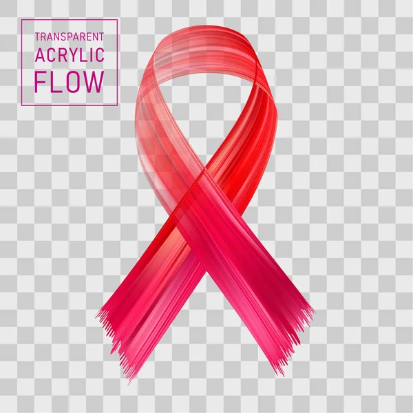 Roze Lint Stroom Borst Kanker Bewustzijn Symbool Penseelstreek Transparante Achtergrond — Stockvector